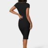 703800RR_black_3 Short Sleeve Midi T-Shirt Ribbed Dress