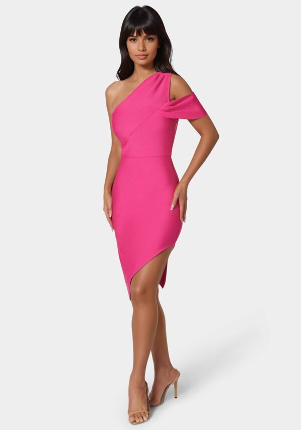 Asymmetrical High Slit Bandage Midi Dress
