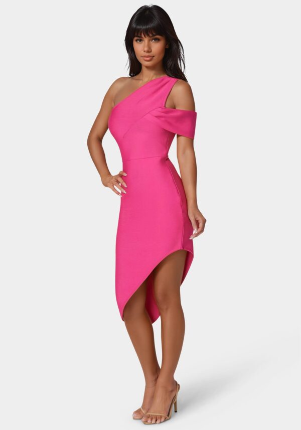 Asymmetrical High Slit Bandage Midi Dress